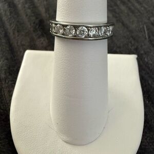 Silvertone Anniversary Ring. Size 6